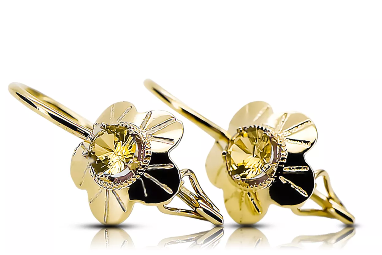 Bijoux vintage Des boucles d'oreilles Péridot jaune Or jaune 14 carats vec028y